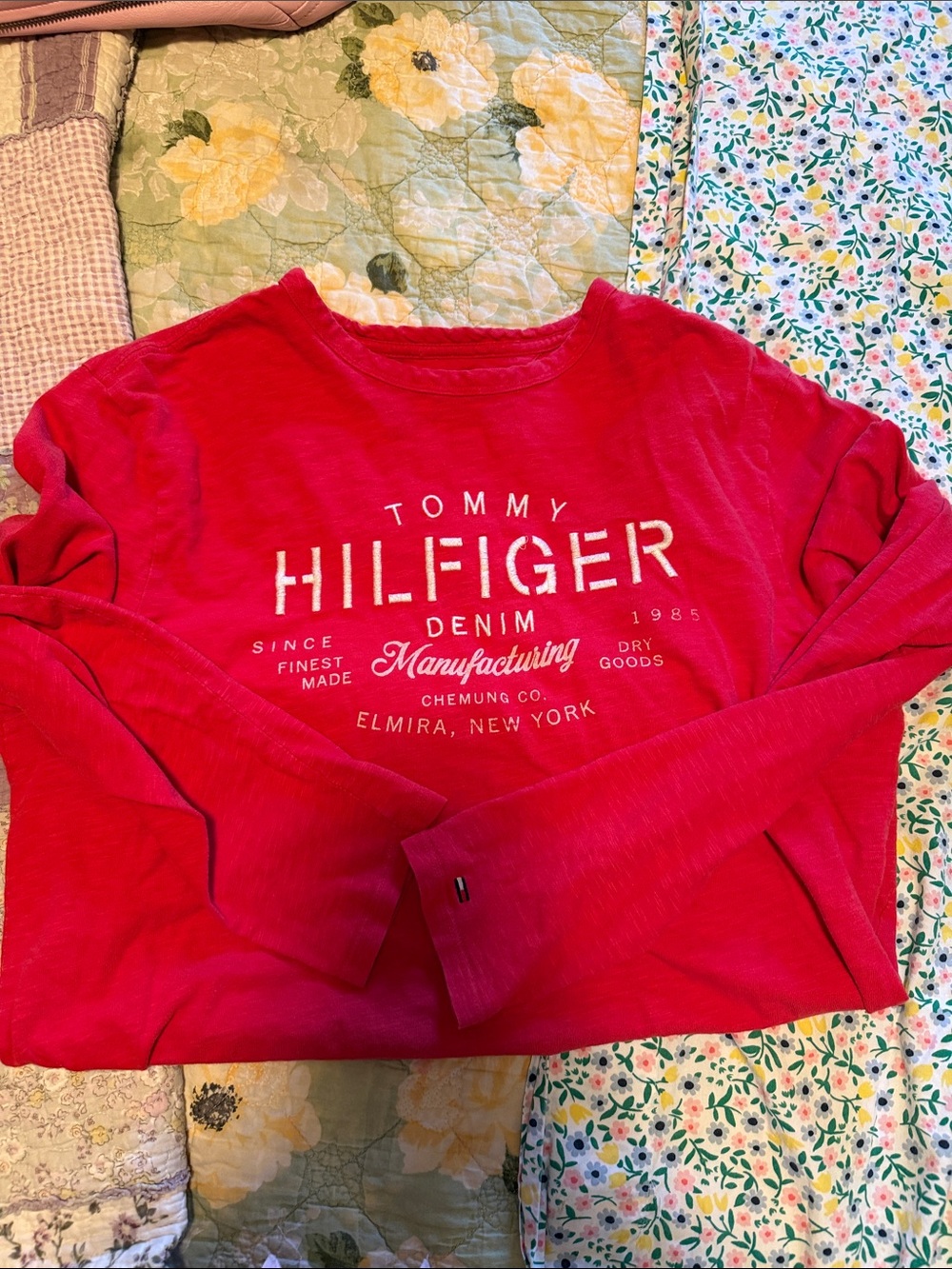 Tommy Hilfiger Red Logo Crewneck Sweatshirt